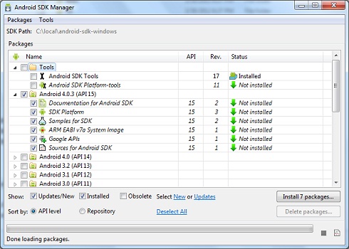 Android SDK Manager R17