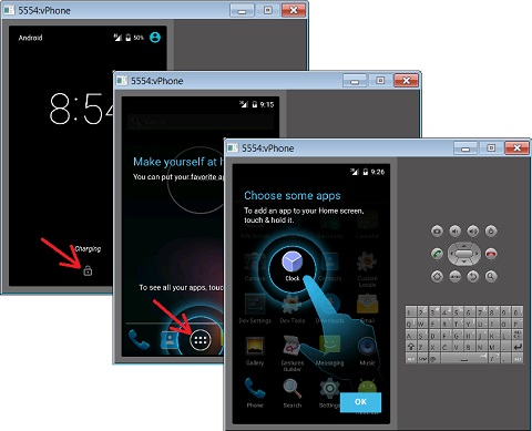 Android Emulator Starting and Home Screens - R24