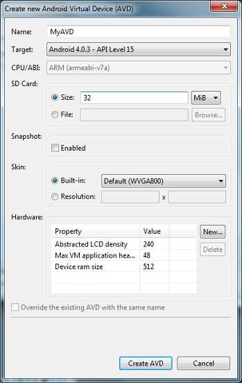 Create Android Virtual Device (AVD)