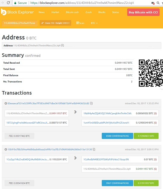 Bitcoin Account Address Details