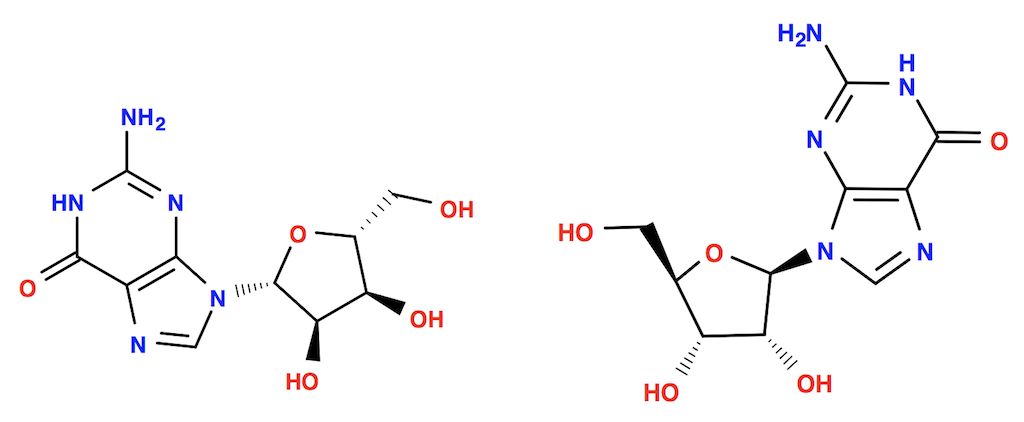 Guanosine Molecule 2D Coordinates Recalculated by Open Babel