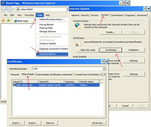 Microsoft IE 9 - Manage Certificates