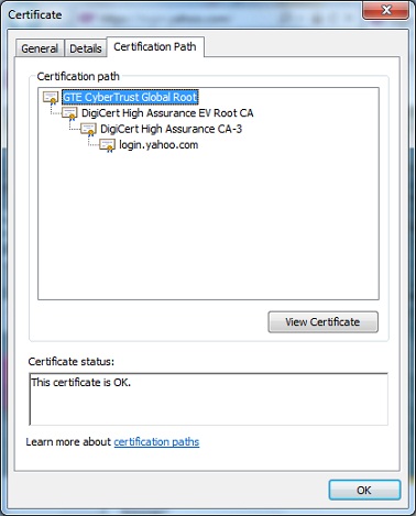 Microsoft IE - Certificate Path View