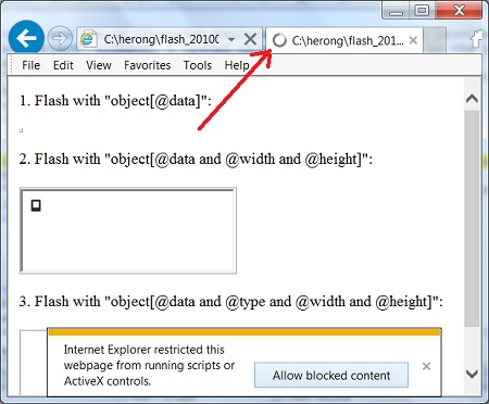 Flash as object[@data] - IE 10