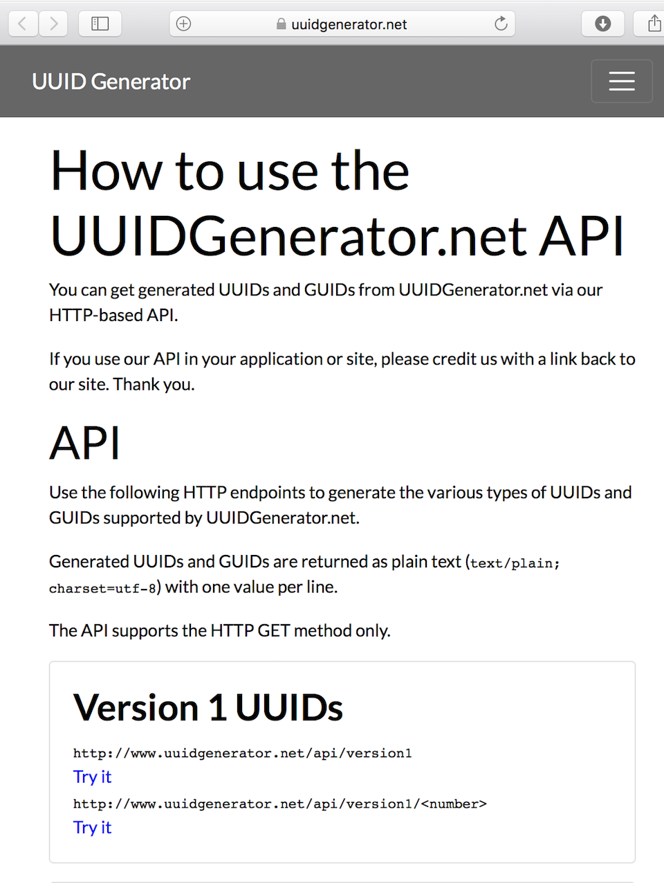 UUID/GUID Generator API Documentation