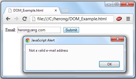 HTML with JavaScript using DOM