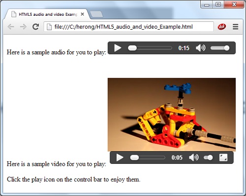 HTML5 audio and video Example
