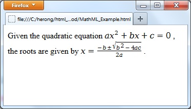 HTML with MathML Example
