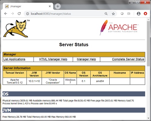Apache Tomcat Server Status