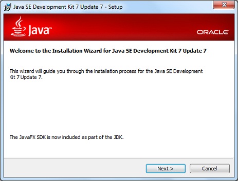 JDK 7 Installation Screen