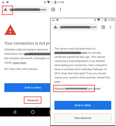 'Your connection is not private' Error on Chrome
