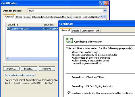 My Personal Certificate Installed