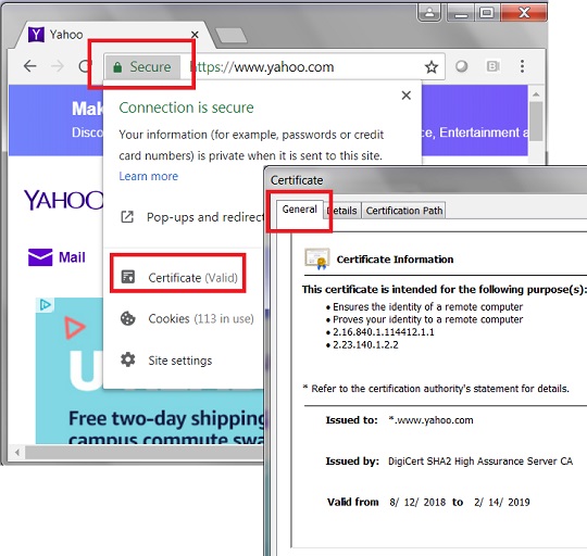 Viewing Server Certificate in Google Chrome