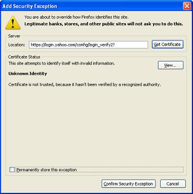 Add Security Exception - Firefox 3