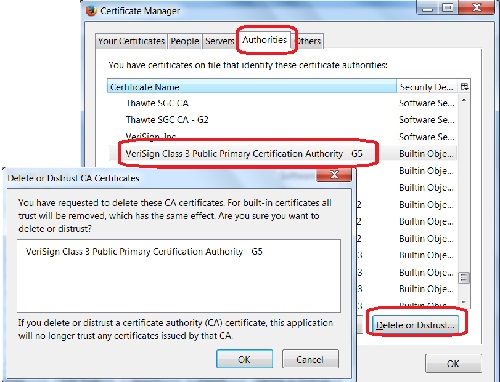 Delete Root CA certificates - Firefox 35