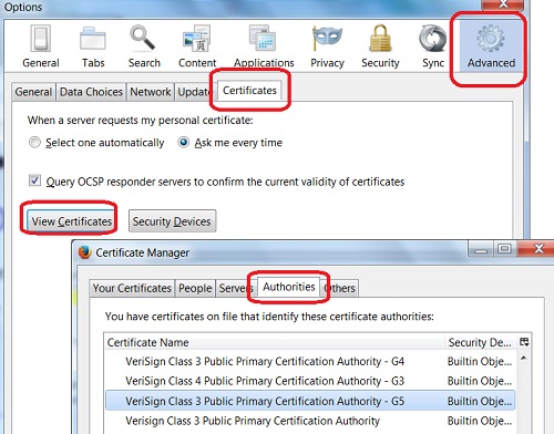 Manage Root CA Certificates - Mozilla Firefox