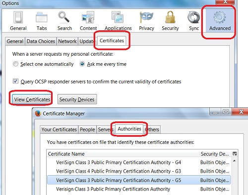 Manage Root CA Certificates - Mozilla Firefox