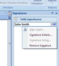 View Digital Signatures in MS Word 2007
