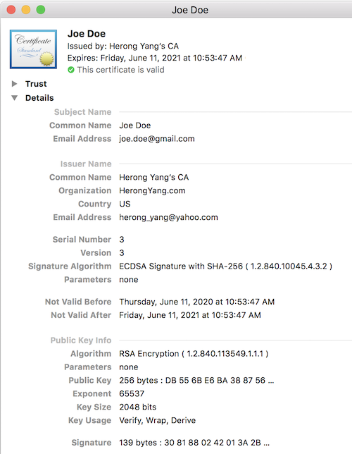 Verify Certificate Signed by My CA on macOS