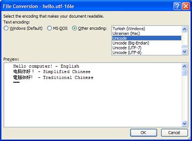 Word Open UTF-16LE File - Good