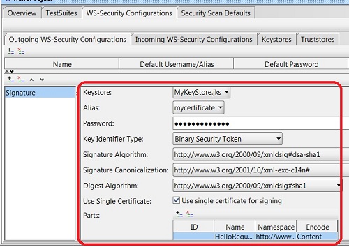 SoapUI - WS-Security Digital Signature Options