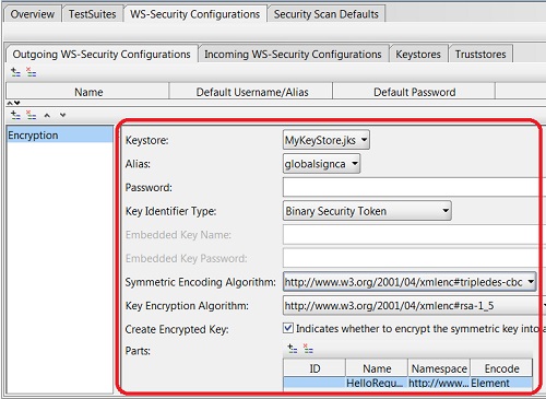 SoapUI - WS-Security Message Encryption Options