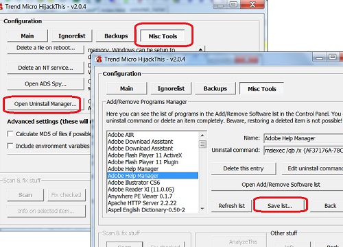 HijackThis Uninstall Manager