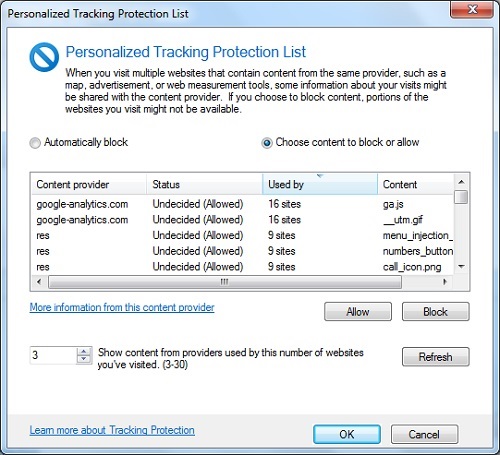 Build Your Own Tracking Protection List in IE