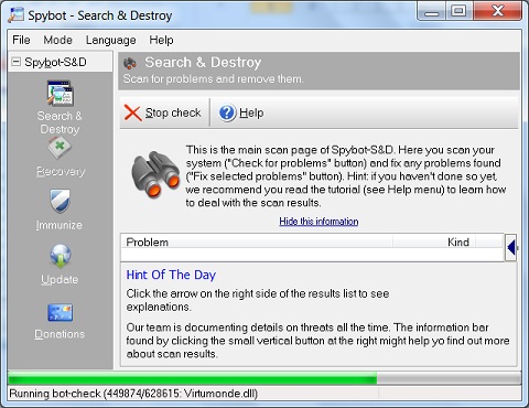 Spybot Checking for Problems