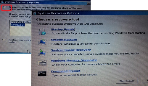 Windows 7: Boot from System Repair Disc
