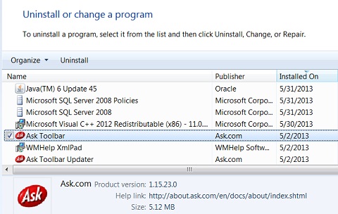 Windows 7 Installed Programs