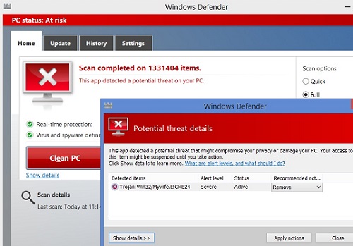 Windows 8 - Windows Defender Detected Threats