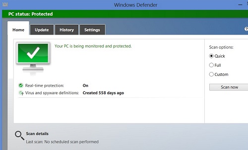 Windows 8 - Windows Defender Turned On