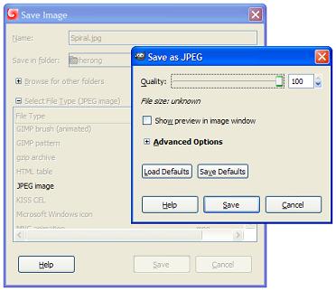 GIMP Save JPEG Quality Level