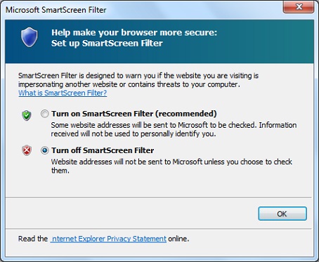Internet Explorer 10 - SmartScreen Filter