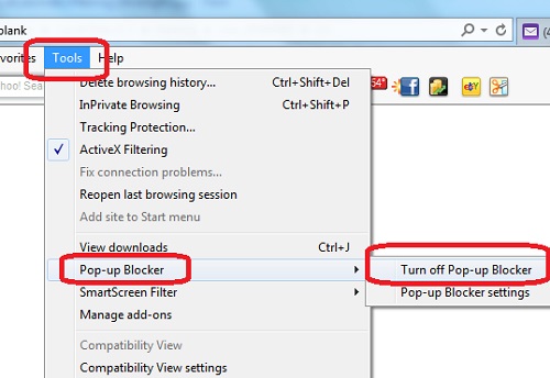 Internet Explorer 10 - Turn on Pop-up Blocker