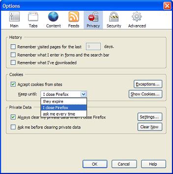 Spybot - Firefox Cookie Settings