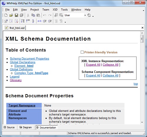 XMLPad - Generate XML Schema Documentation
