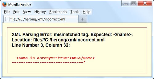 XML Syntax Error Showing in Firefox