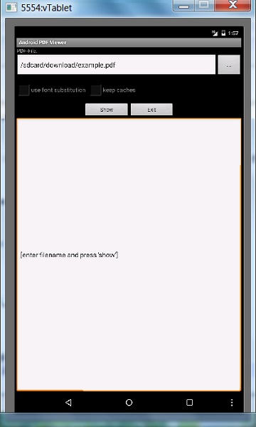 Android PDF Viewer Start Screen - Android SDK R24