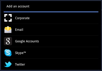 Android Tablet Add an Account