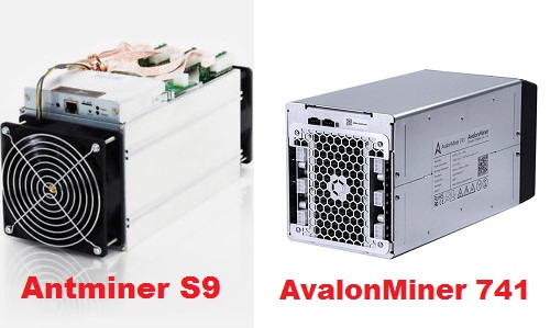 Antminer S9 and AvalonMiner 741 Miners