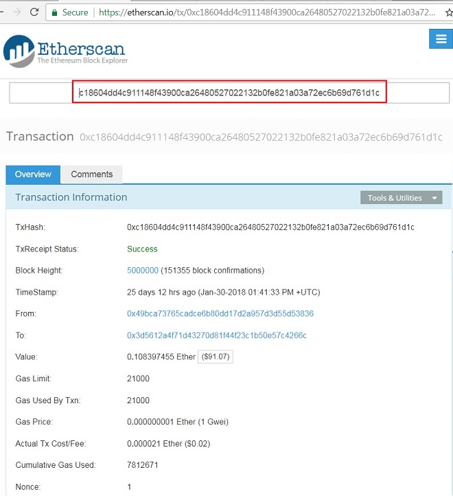 Ethereum Transaction Details