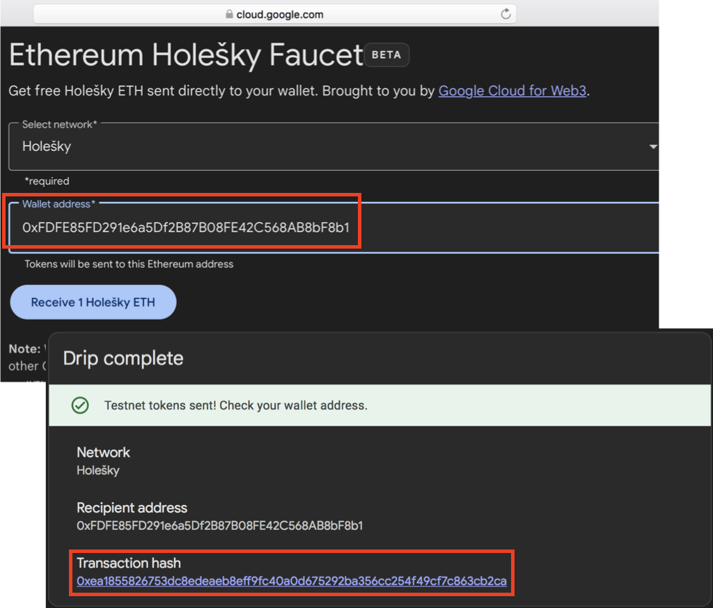Get Free Ether from cloud.google.com