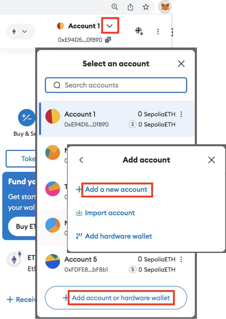 MetaMask Wallet - Add Test Account