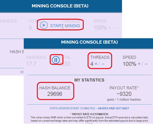 Generate Hash to Mine Ether at ethereumfaucet.info
