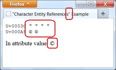 HTML5 Numeric Character Reference Example