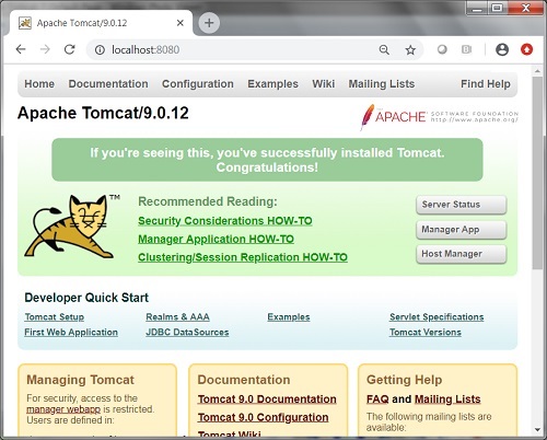 Apache Tomcat Default Home Page