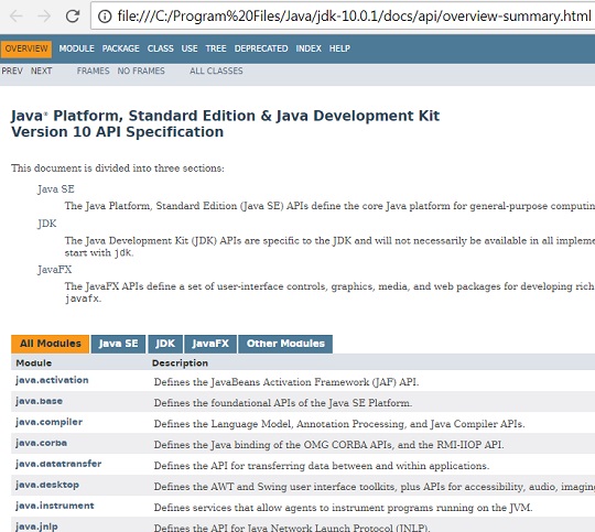 JDK and Java SE Documentation