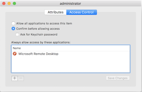 Access Control on Passwords Stored in Keychains